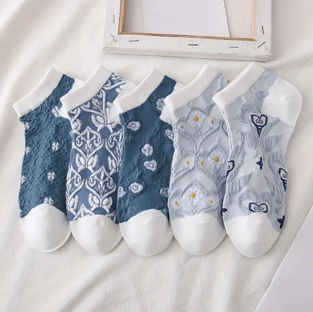 جوراب گل برجسته تم آبی