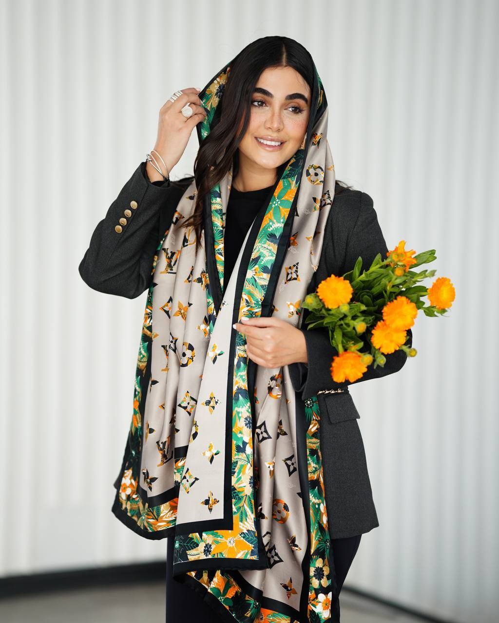 شال ابریشم ژاکارد LV وارداتی