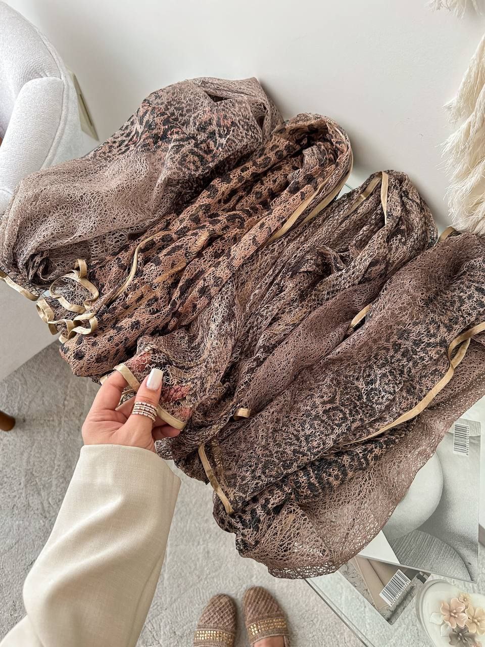 شال عنکبوتی پلنگی مزونی